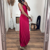 ROBE ASYMETRIQUE FUCHSIA GAZIA - La Petite Somptueuse