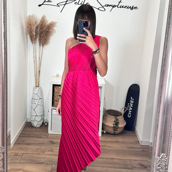 ROBE ASYMETRIQUE FUCHSIA GAZIA - La Petite Somptueuse