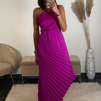 ROBE ASYMETRIQUE FUCHSIA GAZIA - La Petite Somptueuse