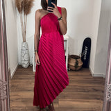 ROBE ASYMETRIQUE FUCHSIA GAZIA - La Petite Somptueuse