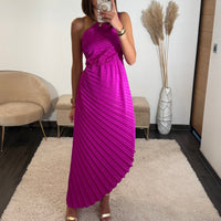 ROBE ASYMETRIQUE FUCHSIA GAZIA - La Petite Somptueuse