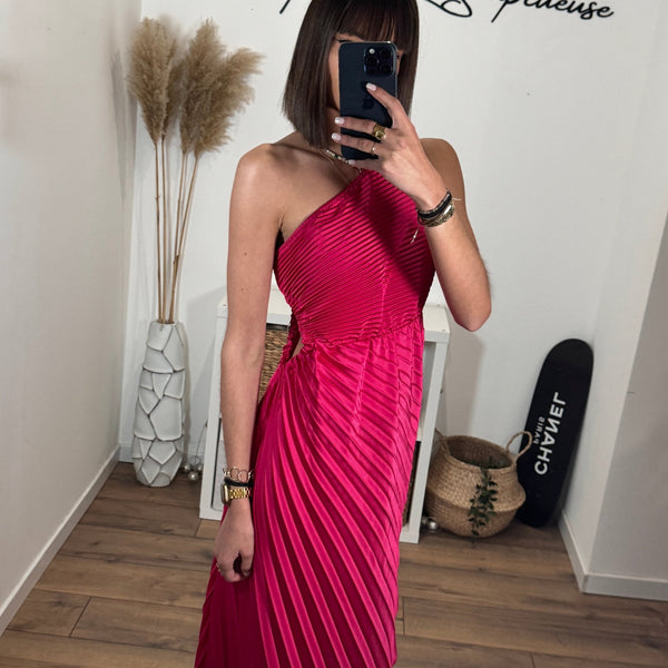 ROBE ASYMETRIQUE FUCHSIA GAZIA - La Petite Somptueuse