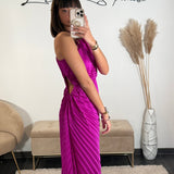 ROBE ASYMETRIQUE FUCHSIA GAZIA - La Petite Somptueuse