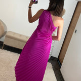 ROBE ASYMETRIQUE FUCHSIA GAZIA - La Petite Somptueuse