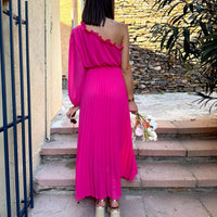 ROBE ASYMETRIQUE FUCHSIA PERRINE - La Petite Somptueuse