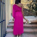 ROBE ASYMETRIQUE FUCHSIA PERRINE - La Petite Somptueuse