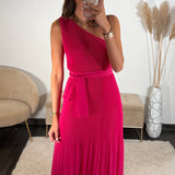 ROBE ASYMETRIQUE FUCHSIA VALERIA - La Petite Somptueuse