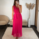 ROBE ASYMETRIQUE FUCHSIA VALERIA - La Petite Somptueuse