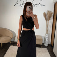 ROBE ASYMETRIQUE NOIR LOUISE - La Petite Somptueuse