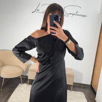 ROBE ASYMETRIQUE NOIRE EMMY - La Petite Somptueuse