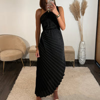 ROBE ASYMETRIQUE NOIRE GAZIA - La Petite Somptueuse