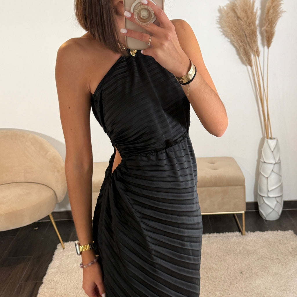 ROBE ASYMETRIQUE NOIRE GAZIA – La Petite Somptueuse