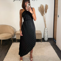 ROBE ASYMETRIQUE NOIRE GAZIA - La Petite Somptueuse