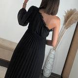 ROBE ASYMETRIQUE NOIRE PERRINE - La Petite Somptueuse