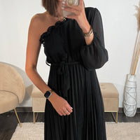 ROBE ASYMETRIQUE NOIRE PERRINE - La Petite Somptueuse