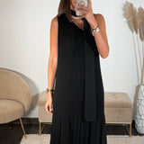 ROBE ASYMETRIQUE NOIRE VALERIA - La Petite Somptueuse