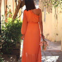 ROBE ASYMETRIQUE ORANGE PERRINE - La Petite Somptueuse