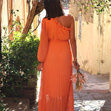 ROBE ASYMETRIQUE ORANGE PERRINE - La Petite Somptueuse