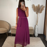 ROBE ASYMETRIQUE PRUNE VALERIA - La Petite Somptueuse