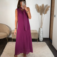 ROBE ASYMETRIQUE PRUNE VALERIA - La Petite Somptueuse