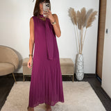 ROBE ASYMETRIQUE PRUNE VALERIA - La Petite Somptueuse