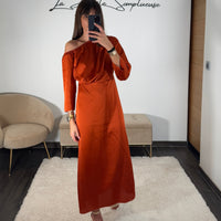 ROBE ASYMETRIQUE TERRACOTTA EMMY - La Petite Somptueuse