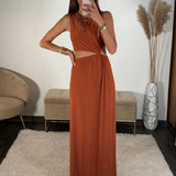 ROBE ASYMETRIQUE TERRACOTTA LOUISE - La Petite Somptueuse