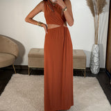 ROBE ASYMETRIQUE TERRACOTTA LOUISE - La Petite Somptueuse