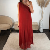 ROBE ASYMETRIQUE TERRACOTTA VALERIA - La Petite Somptueuse