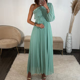 ROBE ASYMETRIQUE VERT D'EAU PERRINE - La Petite Somptueuse