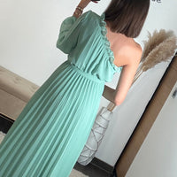 ROBE ASYMETRIQUE VERT D'EAU PERRINE - La Petite Somptueuse