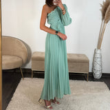 ROBE ASYMETRIQUE VERT D'EAU PERRINE - La Petite Somptueuse