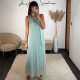 ROBE ASYMETRIQUE VERT D'EAU VALERIA - La Petite Somptueuse