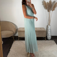 ROBE ASYMETRIQUE VERT D'EAU VALERIA - La Petite Somptueuse