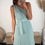 ROBE ASYMETRIQUE VERT D'EAU VALERIA - La Petite Somptueuse