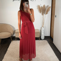 ROBE ASYMETRIQUE VIEUX ROSE/TERRACOTTA VALERIA - La Petite Somptueuse