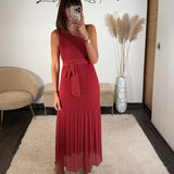 ROBE ASYMETRIQUE VIEUX ROSE/TERRACOTTA VALERIA - La Petite Somptueuse