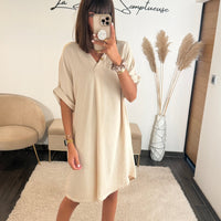 ROBE BEIGE CHARLIZE - La Petite Somptueuse