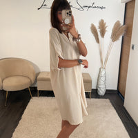 ROBE BEIGE CHARLIZE - La Petite Somptueuse