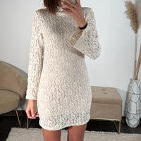 ROBE BEIGE DENTELLE FARAH - La Petite Somptueuse