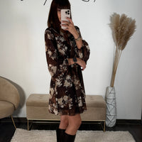 ROBE BEIGE ET MARRON AUTOMNE - La Petite Somptueuse