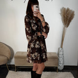 ROBE BEIGE ET MARRON AUTOMNE - La Petite Somptueuse