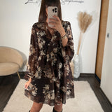 ROBE BEIGE ET MARRON AUTOMNE - La Petite Somptueuse