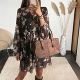 ROBE BEIGE ET MARRON AUTOMNE - La Petite Somptueuse