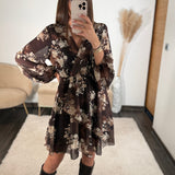 ROBE BEIGE ET MARRON AUTOMNE - La Petite Somptueuse