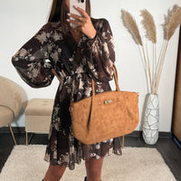 ROBE BEIGE ET MARRON AUTOMNE - La Petite Somptueuse