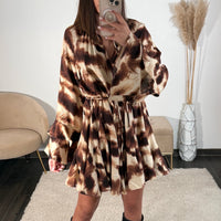 ROBE BEIGE ET MARRON LENA - La Petite Somptueuse