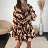 ROBE BEIGE ET MARRON LENA - La Petite Somptueuse