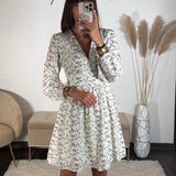 ROBE BEIGE FLEURIE CLAUDIA - La Petite Somptueuse