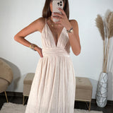 ROBE BEIGE JENNIFER - La Petite Somptueuse